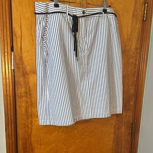 Talbots Blue and White Striped A-Line Skirt